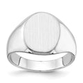 14k White Gold 11.5x15.0mm Oval Closed Back Mens Signet Ring, Size 10
