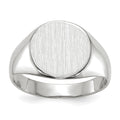 14k White Gold 10.5x10.5mm Round Closed Back Signet Ring, Size 6