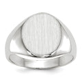 14k White Gold 10.0x11.5mm Oval Closed Back Signet Ring, Size 6