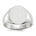 14k White Gold 12.0x12.5mm Oval Closed Back Signet Ring, Size 6