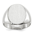 14k White Gold 12.5x13.5mm Oval Closed Back Signet Ring, Size 7