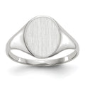 14k White Gold 9.0x10.0mm Oval Open Back Signet Ring, Size 6