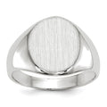 14k White Gold 11.0x12.5mm Oval Open Back Signet Ring, Size 6