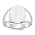 14k White Gold 13.0x15.5mm Oval Open Back Signet Ring, Size 10