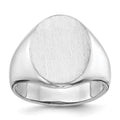 14k White Gold 14.5x18.0mm Oval Open Back Mens Signet Ring, Size 10