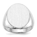 14k White Gold 16.0x20.5mm Oval Open Back Signet Ring, Size 9