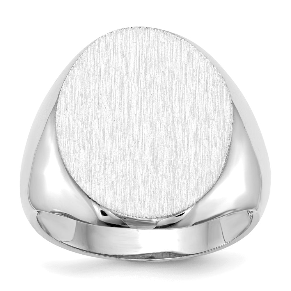 14k White Gold 16.0x20.5mm Oval Open Back Signet Ring, Size 9