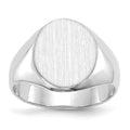 14k White Gold 11.0x13.0mm Oval Closed Back Signet Ring, Size 6