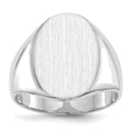 14k White Gold 14.0x17.5mm Oval Closed Back Mens Signet Ring, Size 9.5