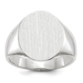 14k White Gold 15.0x18.5mm Oval Closed Back Mens Signet Ring, Size 10