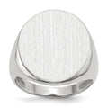 14k White Gold 17.0x20.5mm Oval Closed Back Mens Signet Ring, Size 10
