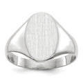 14k White Gold 8.0x11.5mm Oval Open Back Signet Ring, Size 7
