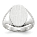 14k White Gold 8.0x11.5mm Oval Closed Back Signet Ring, Size 6