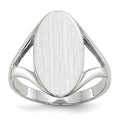 14k White Gold 9.0x17.0mm Oval Closed Back Signet Ring, Size 6