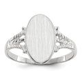14k White Gold 8.5x13.5mm Oval Closed Back Signet Ring, Size 7