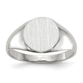 14k White Gold 9.0x9.5mm Round Closed Back Signet Ring, Size 6