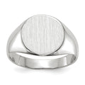 14k White Gold 10.0x11.0mm Round Closed Back Signet Ring, Size 6