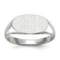 14k White Gold 12.0x6.5mm Oval Closed Back Signet Ring