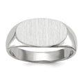 14k White Gold 13.5x7.5mm Oval Closed Back Signet Ring, Size 6