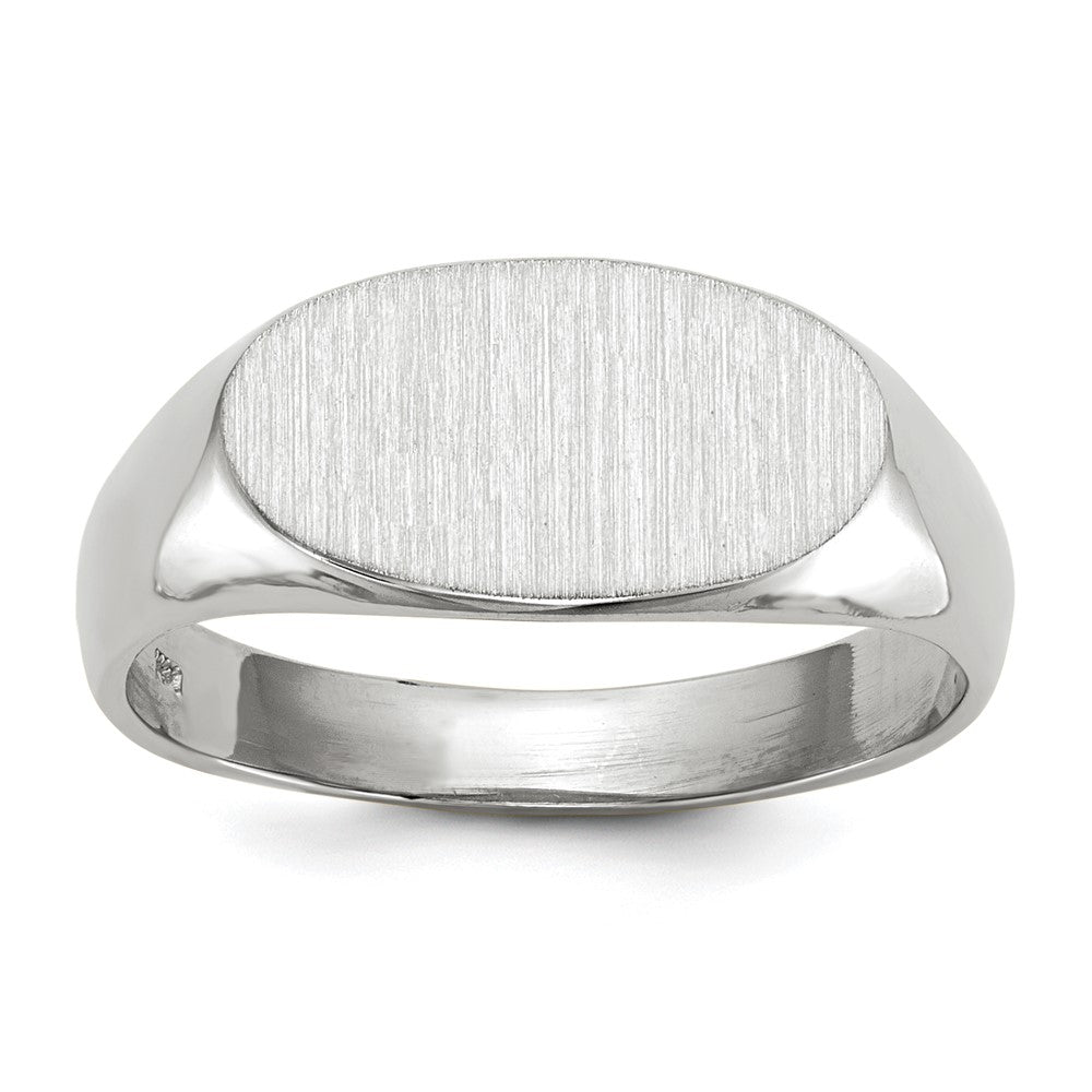 14k White Gold 13.5x7.5mm Oval Open Back Signet Ring, Size 6