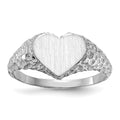 14k White Gold 8.0x9.0mm Heart Open Back Nugget Signet Ring, Size 5