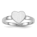14k White Gold 7.0x7.5mm Heart Open Back Signet Ring, Size 6
