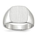 14k White Gold 12.5x12.5mm Cushion Closed Back Signet Ring, Size 9