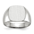 14k White Gold 12.5x12.5mm Cushion Open Back Signet Ring, Size 9