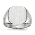 14k White Gold 13.5x14.5mm Cushion Open Back Mens Signet Ring, Size 10