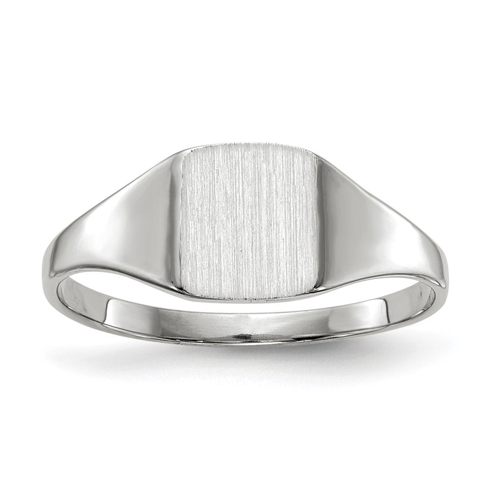 10k White Gold 7.0x8.5mm Square Closed Back Signet Ring, Size 6