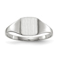14k White Gold 7.0x8.5mm Cushion Closed Back Signet Ring, Size 6