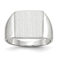 14k White Gold 13.0x13.0mm Square Closed Back Signet Ring, Size 8.5