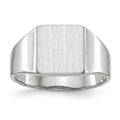14k White Gold 8.5x9.5mm Square Open Back Signet Ring, Size 6