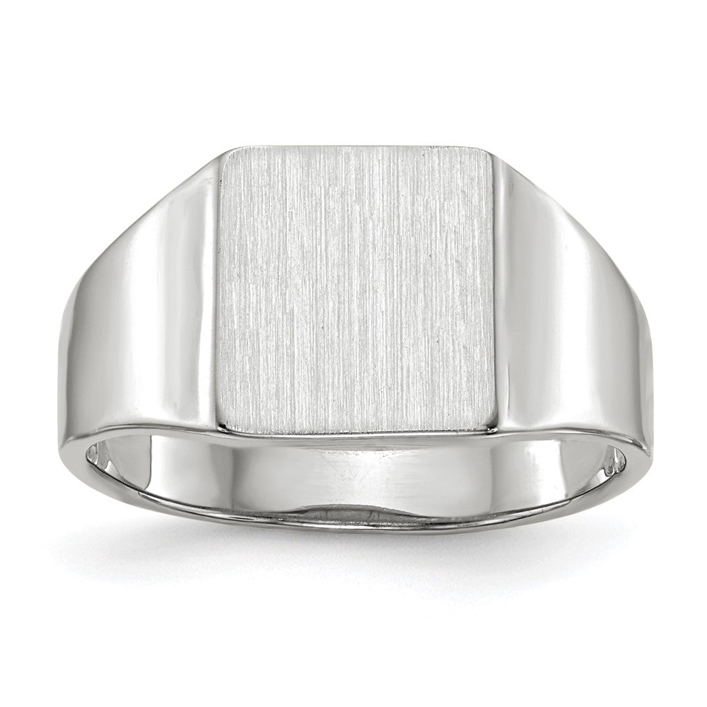 14k White Gold 8.5x9.5mm Square Open Back Signet Ring, Size 6