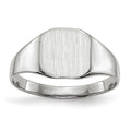 14k White Gold 8.5x8.5mm Cushion Closed Back Signet Ring, Size 6