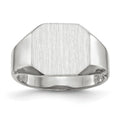 14k White Gold 11.0x10.5mm Octagon Closed Back Mens Signet Ring