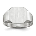 14k White Gold 11.0x11.0mm Octagon Open Back Mens Signet Ring, Size 10