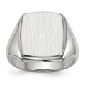 14k White Gold 13.0x15.0mm Rectangle Open Back Mens Signet Ring, Size 10