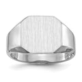 14k White Gold 12.5x11.5mm Octagon Open Back Signet Ring, Size 8