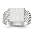 14k White Gold 9.0x10.0mm Rectangle Closed Back Signet Ring, Size 8