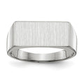 14k White Gold 16.5x8.0mm Rectangle Closed Back Signet Ring, Size 9