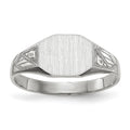 14k White Gold 9.0x7.0mm Octagon Closed Back Signet Ring, Size 6