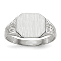 14k White Gold 10.5x9.0mm Octagon Closed Back Signet Ring, Size 6
