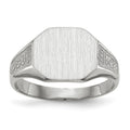 14k White Gold 11.0x9.0mm Octagon Closed Back Signet Ring, Size 6
