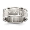 DETROIT RED WINGS STAINLESS STEEL LOGO BAND RING SIZE 6, 0.7 x 0.3 mm