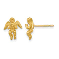 14k Polished Diamond-Cut Angel Post Earrings, 10 x 9 mm