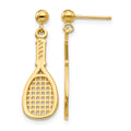 14k Polished Racquet Dangle Post Earrings, 26 x 8 mm