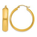 14K 7x33mm Polished Hoop Earrings, 18 x 7 mm