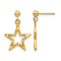 14k Polished Diamond-Cut Open Star Dangle Post Earrings, 21 x 13 mm