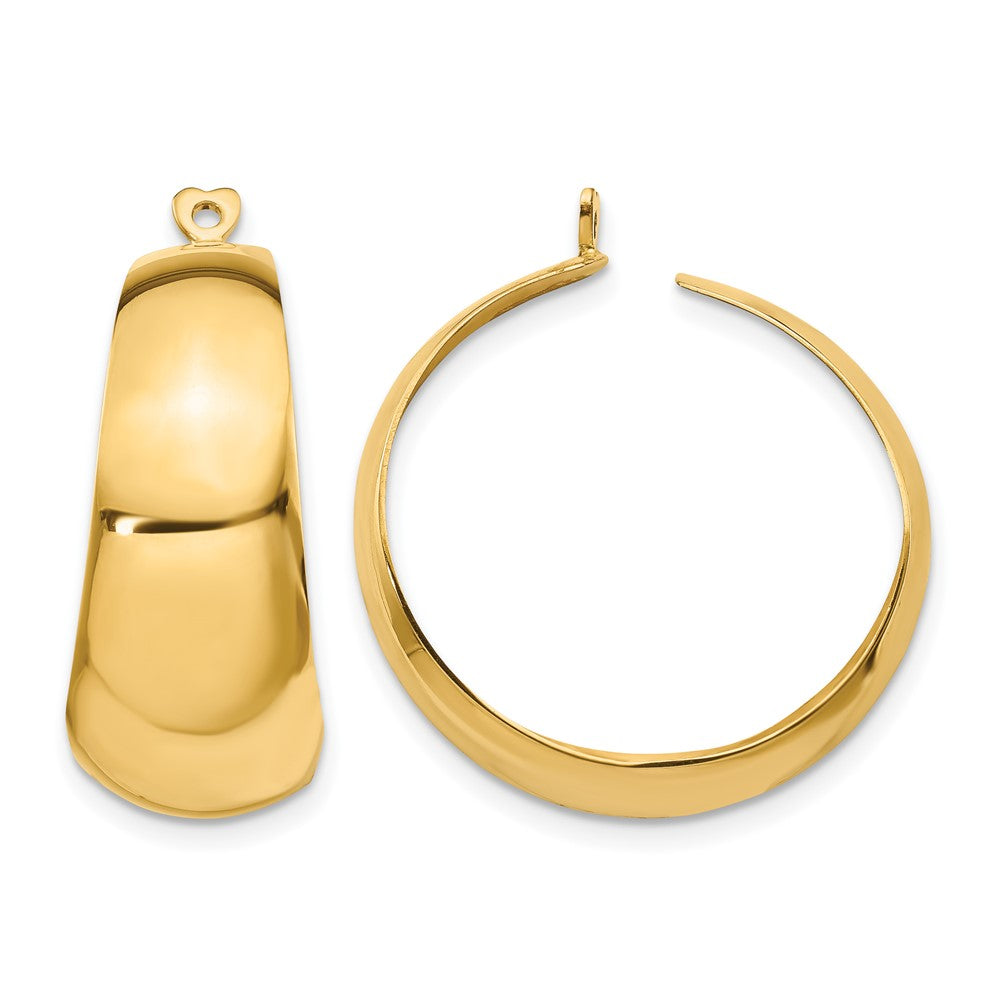 14k Polished Tapered Hoop Earring Jackets, 28 x 11 mm